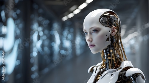 A Ai portrait of a robot,Human-Artificial Intelligence Technology Interactionc