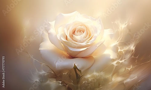 White rose isolated macro on gold background. Valentine's day-wedding. greeting card. presentation. advertisement. copy text space.