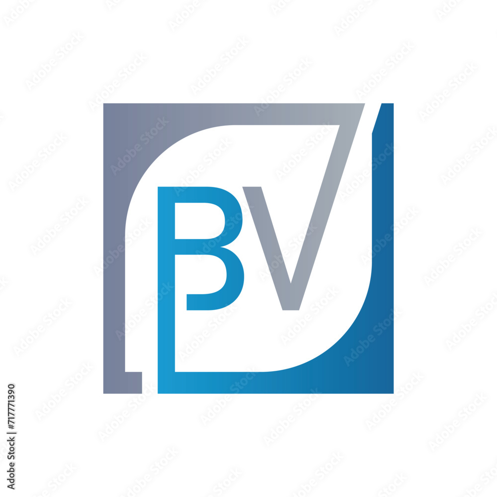 BV Logo Design Template Vector With Square Background. BV Logo Design Template Vector With Square Background.