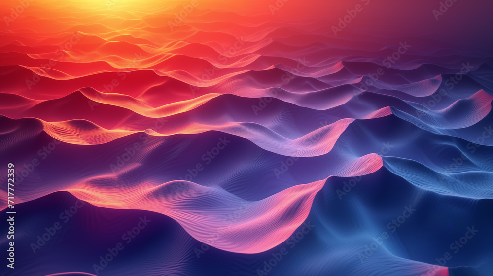 Obraz premium Tranquil Red to Blue Gradient Waves