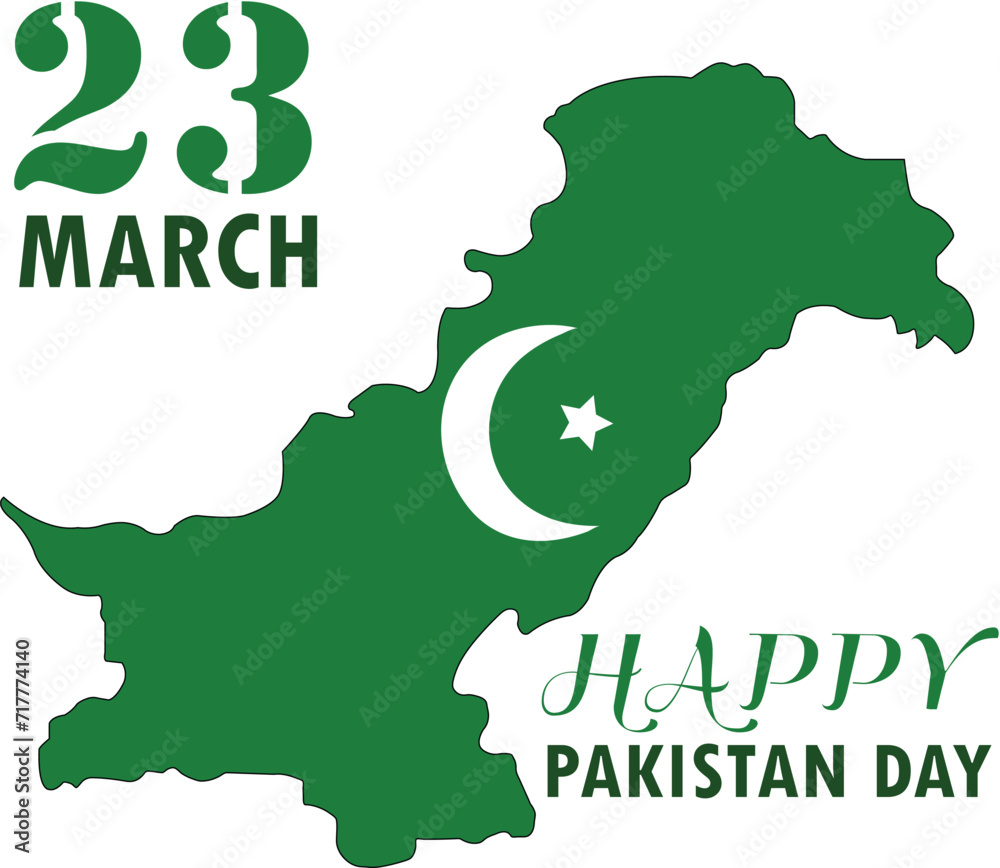 23 march pakistan map illustratioon