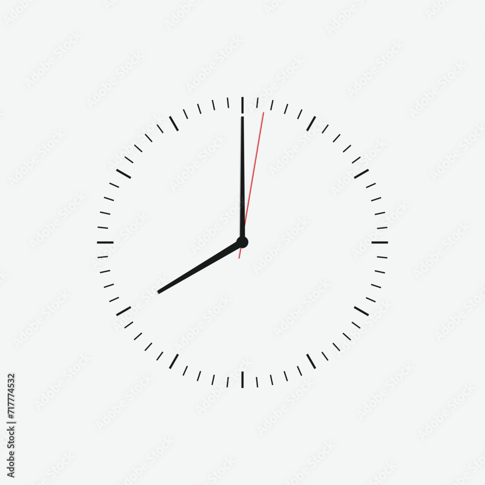 Wall clock vector icon. Classic black and white circle wall clock flat style symbol. Simple icon for graphic, web, ui ux, mobile design Wall clock vector icon. Classic black and white circle wall clock flat style symbol. Simple icon for graphic, web, ui ux, mobile design