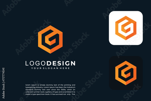 G letter with hexagon logo design vector