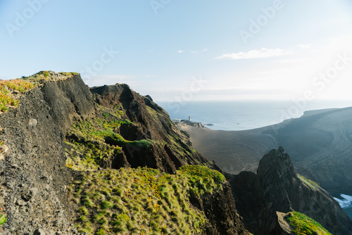 Vulkan Capelinhos in Portugal against the background of the ocean