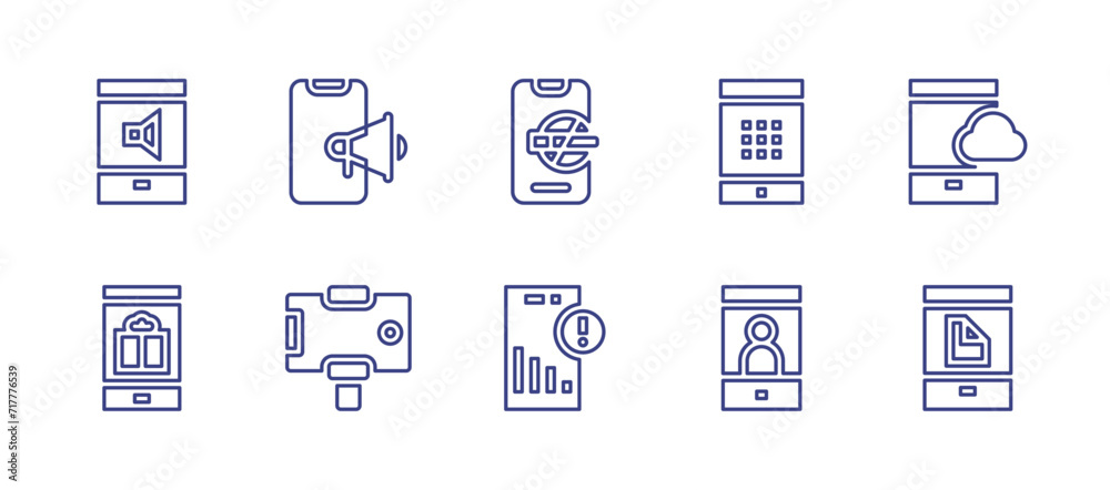 Smartphone line icon set. Editable stroke. Vector illustration. Containing smartphone, mobile, mobile marketing, mobile data.