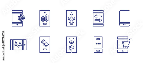 Smartphone line icon set. Editable stroke. Vector illustration. Containing smartphone, smartphones. © Huticon