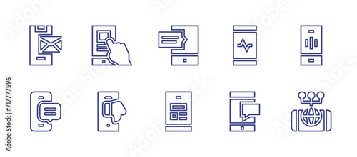 Smartphone line icon set. Editable stroke. Vector illustration. Containing smartphone, mobile, health care, chat.