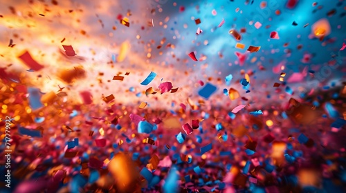 Colorful Confetti Blur: A Celebration of Life's Monthly Events Generative AI