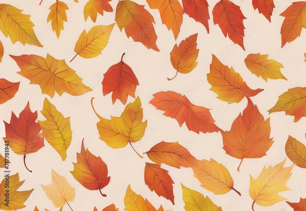 Obraz premium Hand drawn autumn leaves background