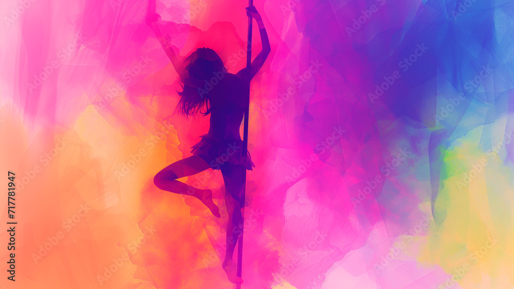 Neon Luminescence: A Watercolor Rendition of a Pole Dancer Neon Luminescence: A Watercolor Rendition of a Pole Dancer
