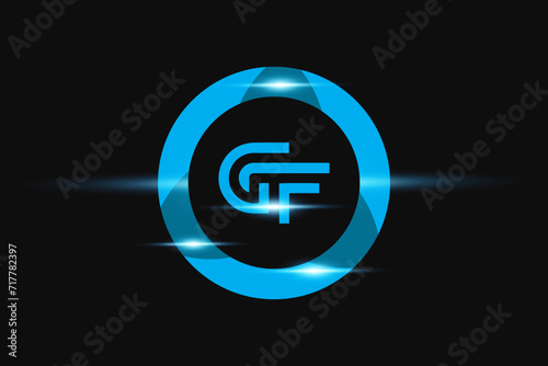 GF Blue logo Design. Vector logo design for business.