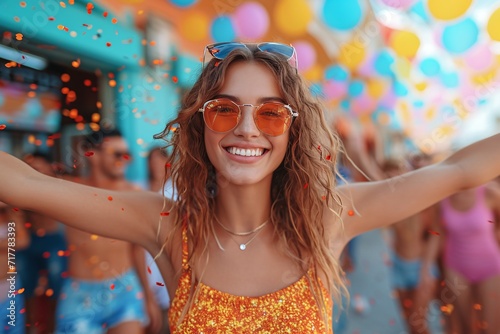 Summer of Love: A Party of Colorful Confetti and Sunglasses Generative AI