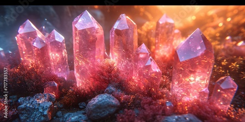 Pink Crystals Glow in the Sunlight: A Stunning Sight for the Solstice Generative AI