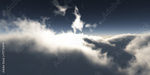 dream fly above clouds ray light