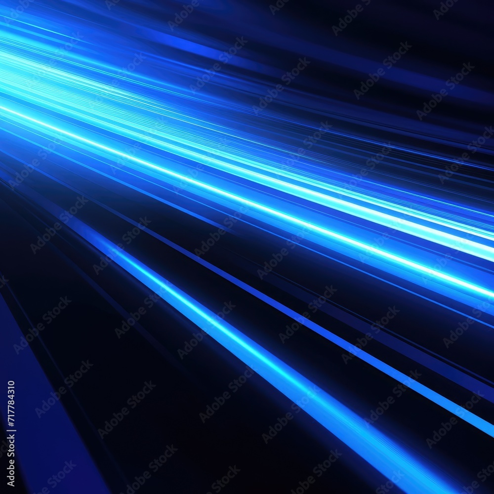 Futuristic high-speed movement with blue rays of light on an abstract background