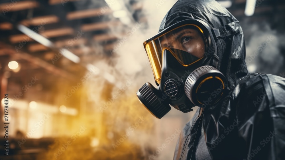 Man in chemical protective suit. Neural network AI generated art Man in chemical protective suit. Neural network AI generated art