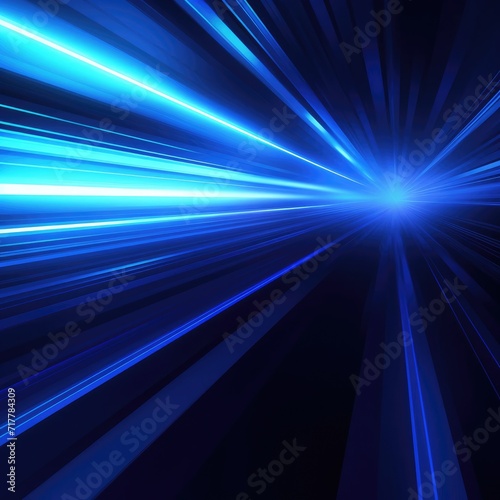 Futuristic high-speed movement with blue rays of light on an abstract background