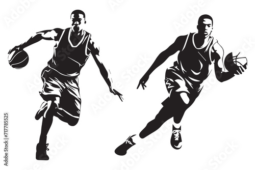 Basketball player silhouette vector illustration.