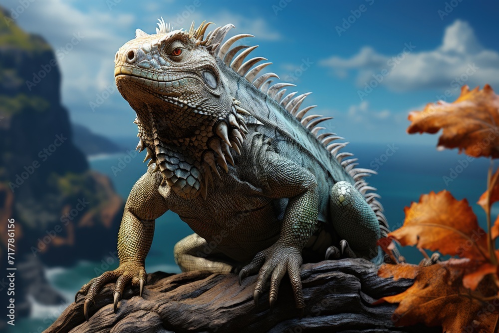 An iguana on hot rocks