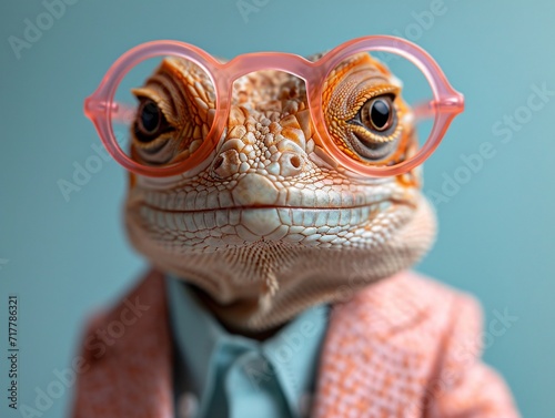 Pink Glasses Lizard: A Fashionable and Unique Pet Generative AI