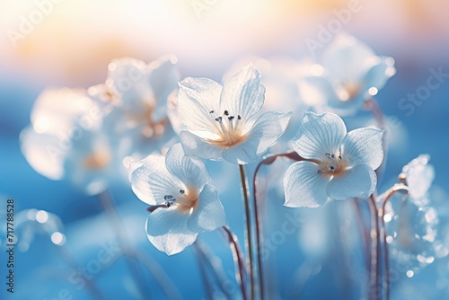 Glacial Glow: Shoot flowers against an icy background.