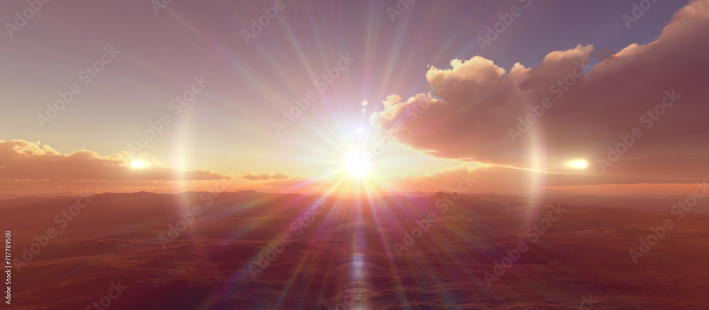 above clouds fly sunset sun ray illustration