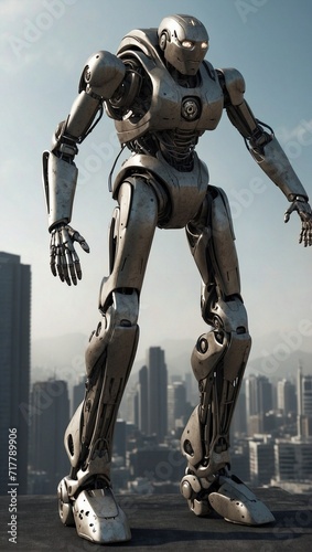 AI robot against city