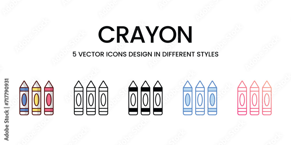 Crayon icons set vector illustration. vector stock,