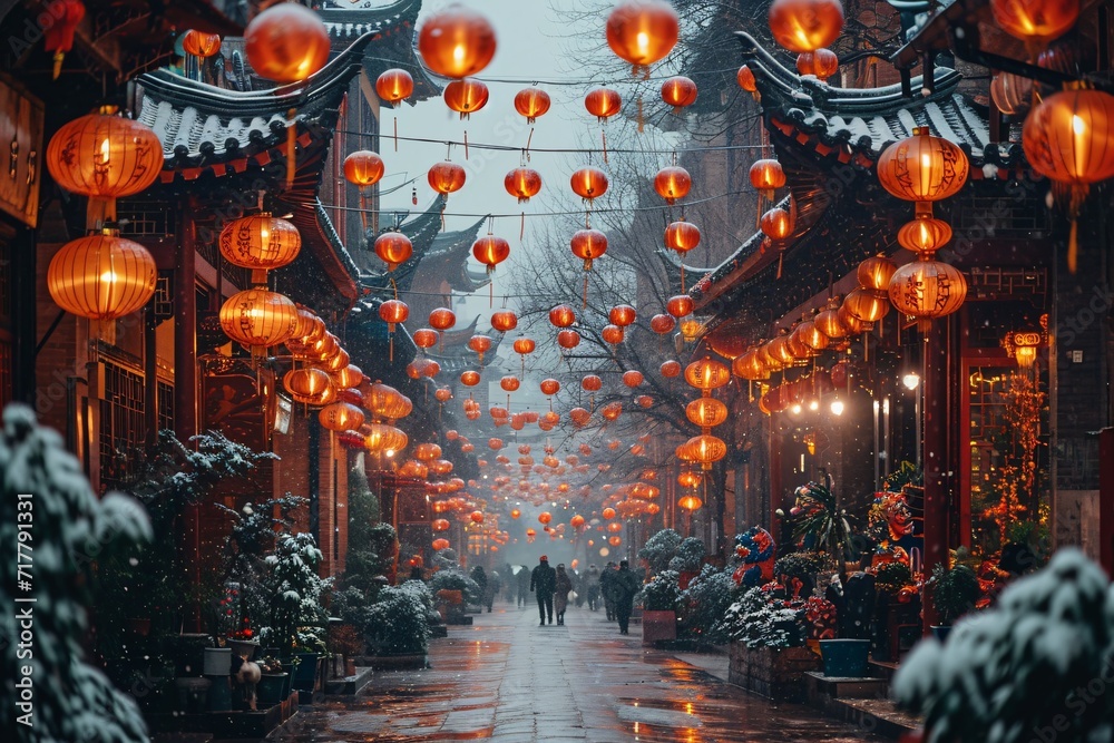 Chinese New Year Celebration: A Luminous Night in the City Generative AI