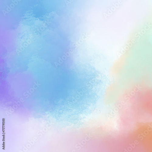 Colorful Watercolor Sky with Grunge Texture and Pastel Smoke Art on Vintage Paper