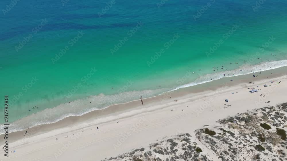scarborough beach white sand people walking into sea 4k scarborough beach white sand people walking into sea 4k