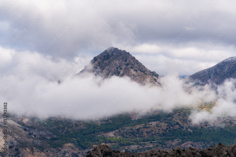 Pico Trevenque in Sierra Nevada Shrouded by Clouds