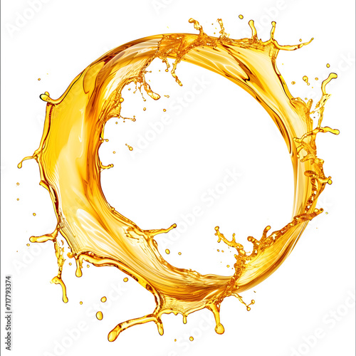 Yellow beer, oil or juice splash. Realistic liquid beverage swirl isolated on white background © Oksana