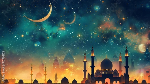 Ramadan muslim holiday background wallpaper design, greetings card, poster photo