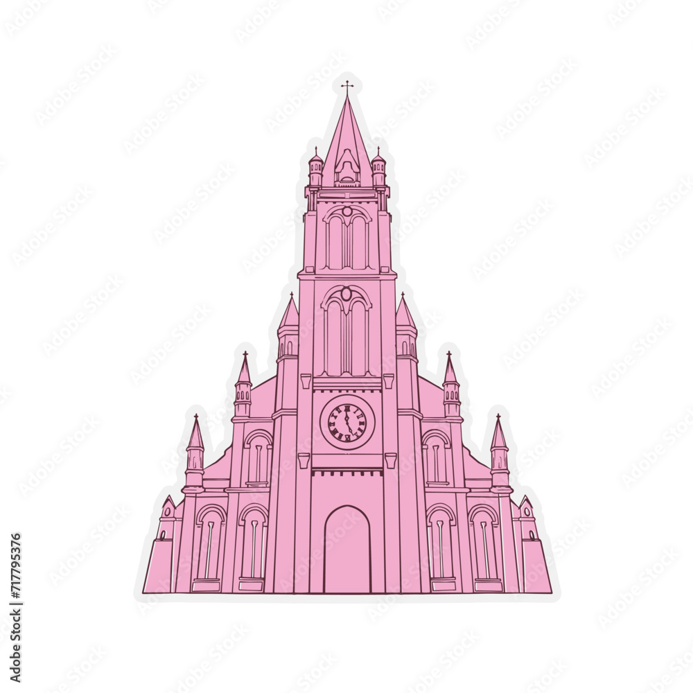 Pink  church illustration on white background eps 10