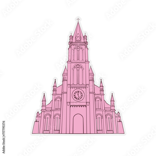 Pink  church illustration on white background eps 10