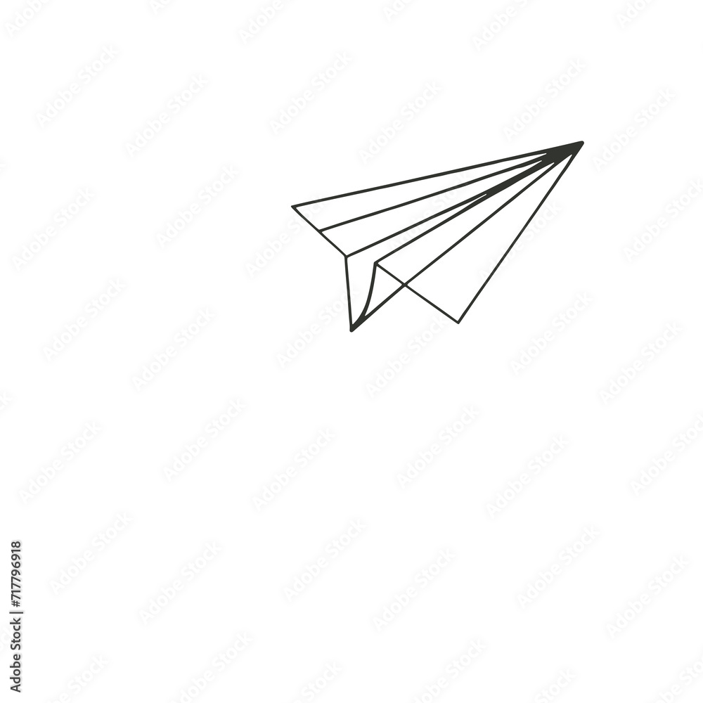Continuous outline of a paper airplane in one line, simple vector sketch Continuous outline of a paper airplane in one line, simple vector sketch
