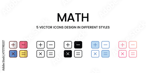 Math icons set vector illustration. vector stock,
