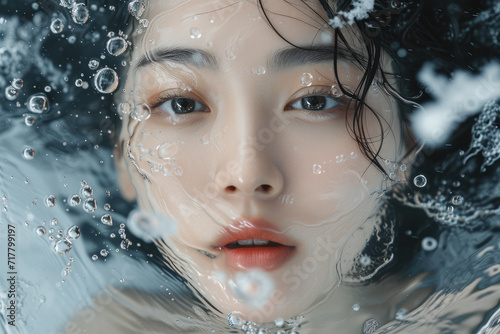 korean beautiful women under the water