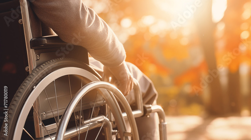 Man in a wheelchair in the park photo