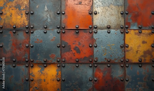 Industrial colored background with metal textures.