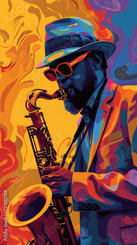 saxophone player vector