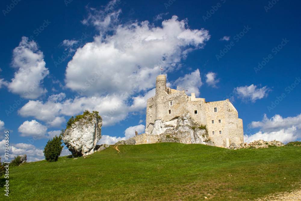 Ruins of medieval castle Mirow -  Eagle's Nest Trail in Bobolice in Poland