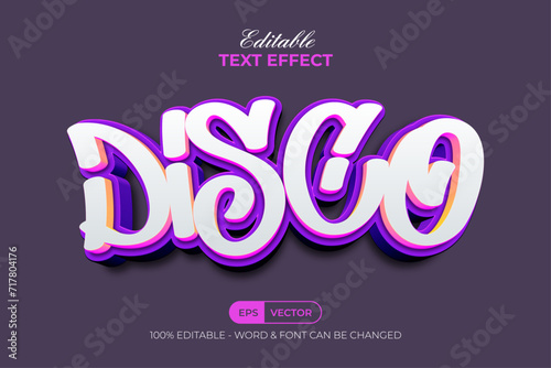 Disco Text Effect 3D Colourful Style. Editable Text Effect.