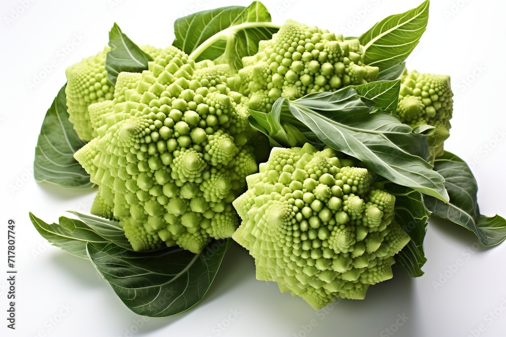 Romanesco cabbage isolated close-up on a white background. Romanesco cabbage isolated close-up on a white background.