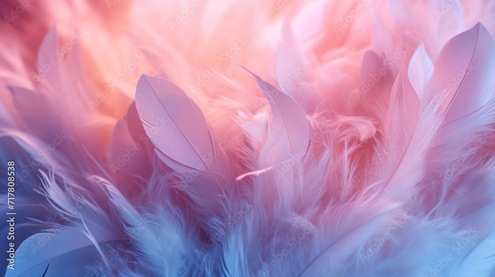 abstract feather background Closeup of fluffy pastel neon mist.