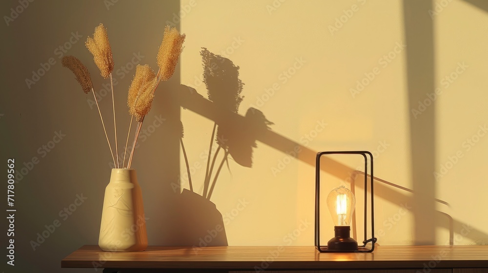 Warm Sunlight Casting Shadows on Minimalist Interior Warm Sunlight Casting Shadows on Minimalist Interior