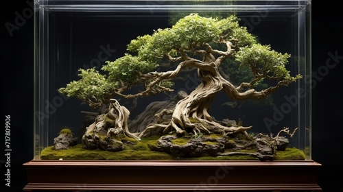A detailed perspective of the Olive Bonsai's root system, elegantly entwined within its container, symbolizing the strength and grounding nature of this miniature masterpiece.