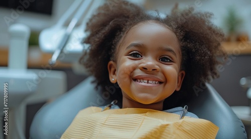 one child smiling in the dental chair,