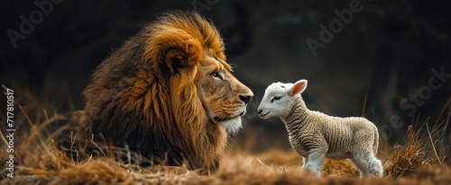 Lion and Lamb  A Cute and Unusual Encounter Generative AI